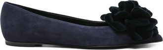 AGL Ballerinas van su&egrave;de met bloemversiering - Dames - Ballerinas - Blauw - 38 EU - Su&egrave;de - Schoenen