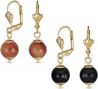 Bling Jewelry Set of 2 Assorted Classic Round Stone Drop Earrings in Black at Nordstrom Rack
