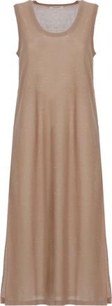 KANGRA Sequined Brown Viscose Midi Dress With Sleek Hem Vents