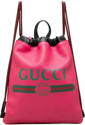 Gucci Pink Leather Backpack Pouch (Pre-Owned)