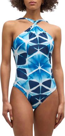 Lenny Niemeyer Twisted One Piece Swimsuit In Blue