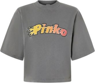 Pinko Pinko, Tops, Dames, Grijs, M, Katoen, Niamey T-shirt