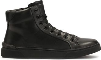 Kazar Minimalistische herensneakers in zwarte kleur - Heren - Sneakers - Zwart - 40 EU - Leer - Schoenen