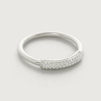 Monica Vinader Sterling Silver Fiji Bar Diamond Stacking Ring Diamond