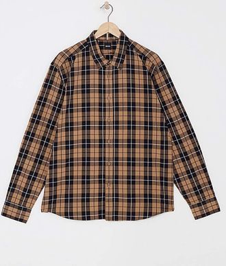 HUGO BOSS Long Sleeve Beige Check Shirt