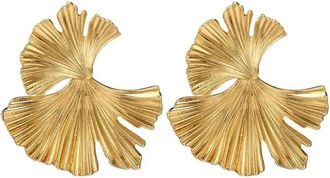 Generic 1 Pair Gold Sector Leaf Drop Earrings for Women Ginkgo Leaf Plant Dangle Earrings Geometric Jewelry Attractive