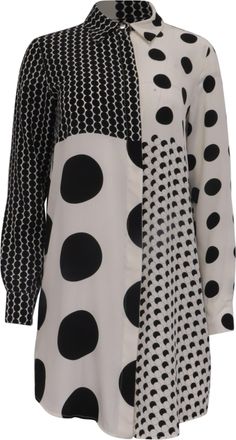 Sportmax Polka Dot Shirt Dress in Multicolor Silk