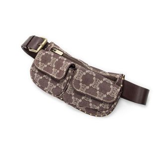 Celine Pre-owned Womens Double Pocket Belt Bag Waist Bag - Burgundy - One Size