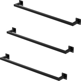 ML Design Ml-design - Set 3x Percheros De Pared 90x12 Cm De Acero Inoxidable Negro Para Vestidor Armario Ba&ntilde;o O Cocina, Barra De Almacenamiento Hasta 50kg Para 