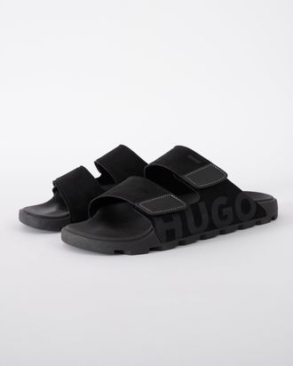 HUGO BOSS Unisex Evander Slides in Black - Size UK 11