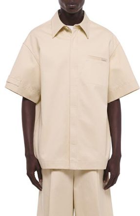 Helmut Lang Oversize Short Sleeve Button-Up Shirt in Oatmeal at Nordstrom, Size Xx-Large