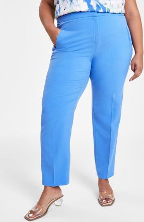 Bar III Womens Bar III Ankle Pants Blue Stretch Pockets Straight Leg Zip Fly FTS1248