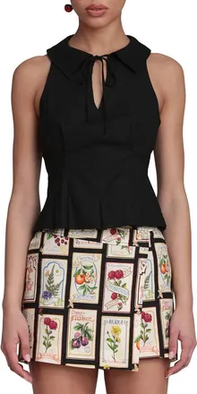 Avec Les Filles Front Tie Linen-Blend Top