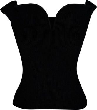 Galvan London Sweetheart Neckline Top in Black Viscose