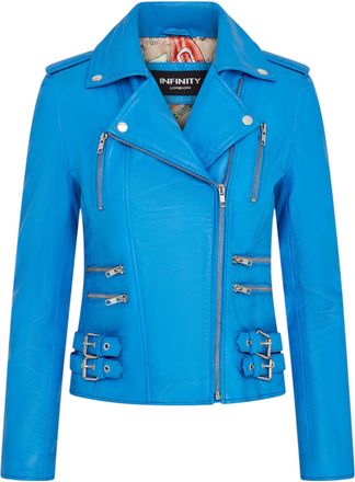 Infinity Leather Dames leren blauwe Brando bikerjack - Loddon
