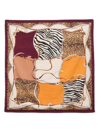 Liu Jo animal-print chain-link scarf - women - Polyester/Elastane - One Size - Brown