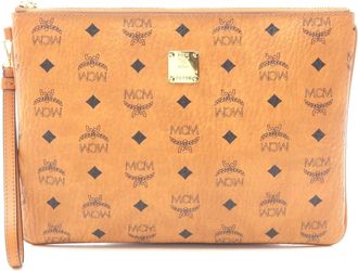 MCM Visetos Clutch Bag PVC Coated Canvas Leather