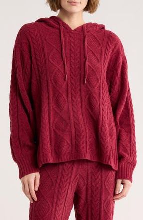 PJ Salvage Cozy Cable Knit Chenille Hoodie in Port at Nordstrom Rack, Size X-Large Regular