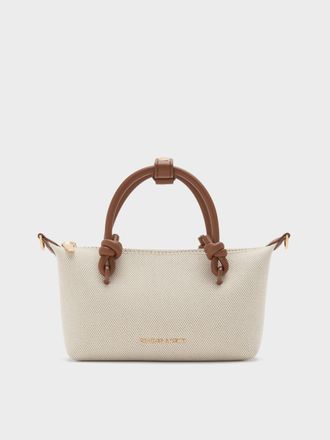Charles & Keith Sammie Canvas Knotted-Handle Tote Bag