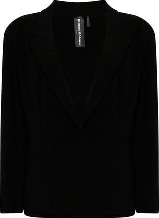 Norma Kamali Easy-fit single-breasted jacket - women - Polyester/Spandex/Elastane - M - Black