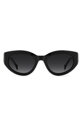 Carolina Herrera Her 52mm Gradient Oval Sunglasses in Black/Dark Grey Sf at Nordstrom
