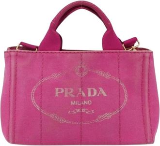 Prada Pre-owned Mini Bags, female, Pink, Size: ONE SIZE Pre-owned Canvas Mini Bag