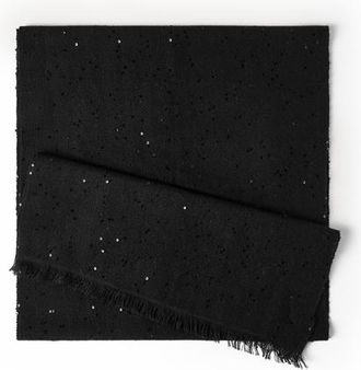 Brunello Cucinelli Cashmere and silk Diamond yarn scarf in Black at Nordstrom