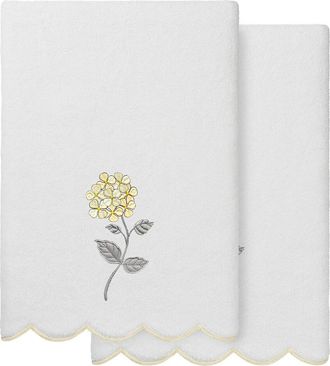 Linum Home Textiles 100% Turkish Cotton Hydea Scallop 2Pc Embellished Bath Towel Set