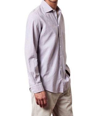 Massimo Alba Genova Shirt In Calce Purple Stripe