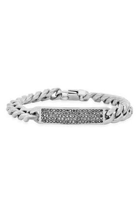 Steeltime Stainless Steel Simulated Diamond Chain Bracelet in Metallic at Nordstrom Rack