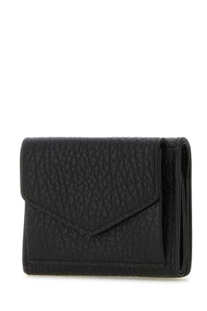 Maison Margiela Womens Black Leather Four Stitches Wallet T8013 Portafogli