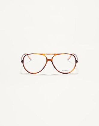 Valentino Occhiale Rotondo In Acetato unisex HAVANA 56