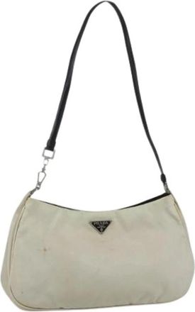Prada Pre-owned Shoulder Bags, female, Beige, Size: ONE SIZE Pre-owned Nylon Shoulder Bag