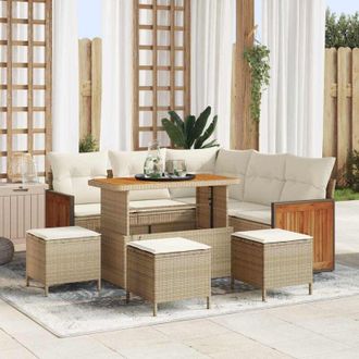 vidaXL Vidaxl - Conjunto De Sof&aacute; De Jard&iacute;n 9 Pcs Beige Y Crema 110 X 55 X 71 Cm