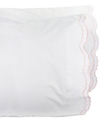 Melange Home Double Scalloped Embroidered Pillow Case Set