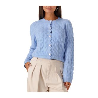 Y.A.S Y.a.s, Truien & Vesten, Dames, Blauw, M, Polyester, Blauwe Gebreide Vest voor Vrouwen