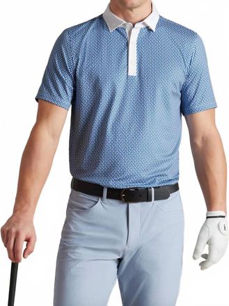 Rhone Golf Sport Polo In Sapphire Blue/arctic Blue/white Geo
