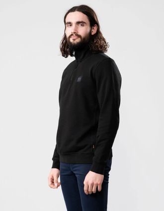 HUGO BOSS Mens BOSS Orange Zetrust Mens 1/4 Zip Sweatshirt - Black 001 - Size: 44