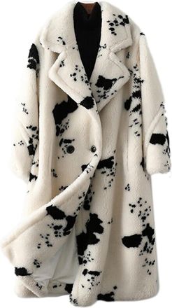 Generic Womens Cozy Faux Fur Jacket Coat Long Fluffy Plush Outerwear Winter Warm Casual Cardigan (White Black,S)