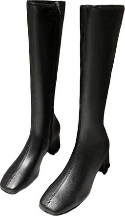 Generic Womens Square Toe Thick Heel Side Zipper Long Boots Fashion Elegant Shoes