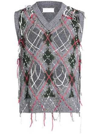 Maison Margiela cut-out intarsia-knit vest - Grey