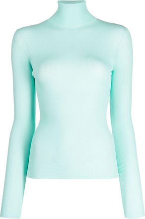 Enfold high-neck long-sleeve ribbed top - women - Polyester - 38 - Green