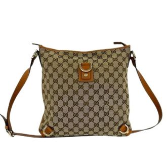 Gucci Pre-owned Cross Body Bags, female, Brown, Size: ONE SIZE Pre-owned Vintage Canvas Shoulder Tote Bag