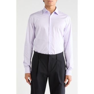 BOSS Valerio Solid Cotton Button-Up Shirt in Light/Pastel Purple at Nordstrom Rack, Size 16.5