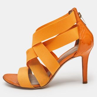 Sergio Rossi Orange Leather And Elastic Strappy Sandals