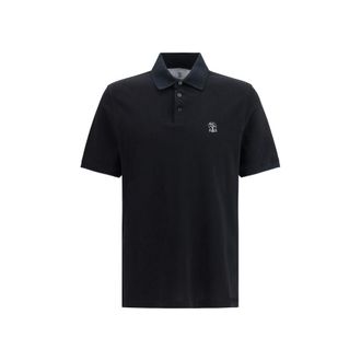 Brunello Cucinelli Black Cotton Polo Mens Shirt