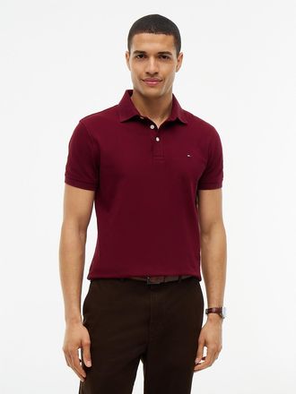 Tommy Hilfiger Mens Slim Fit Stretch Pique Polo - Burgundy - XXXL
