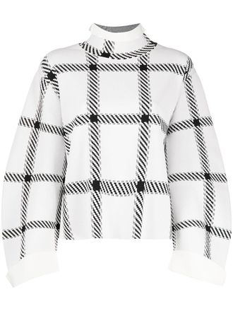 Stella McCartney checked high-neck jumper - women - Polyester/Viscose - 36 - White
