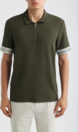 Reiss Bruno Quarter Zip Polo in Dark Forest Green at Nordstrom, Size Xx-Large
