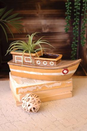 Kalalou Ceramic Boat Planter